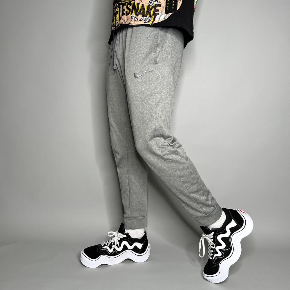 Vintage Y2K Nike Joggers Mens M Grey Polyester Sweatpants Embroidered Swoosh